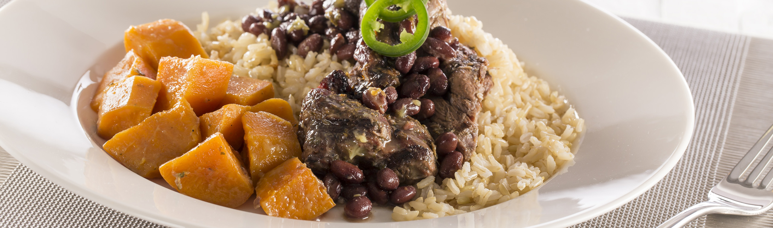 Braised Pork Roast, Sweet Potatoes, Black Beans and Rice - Love of Food