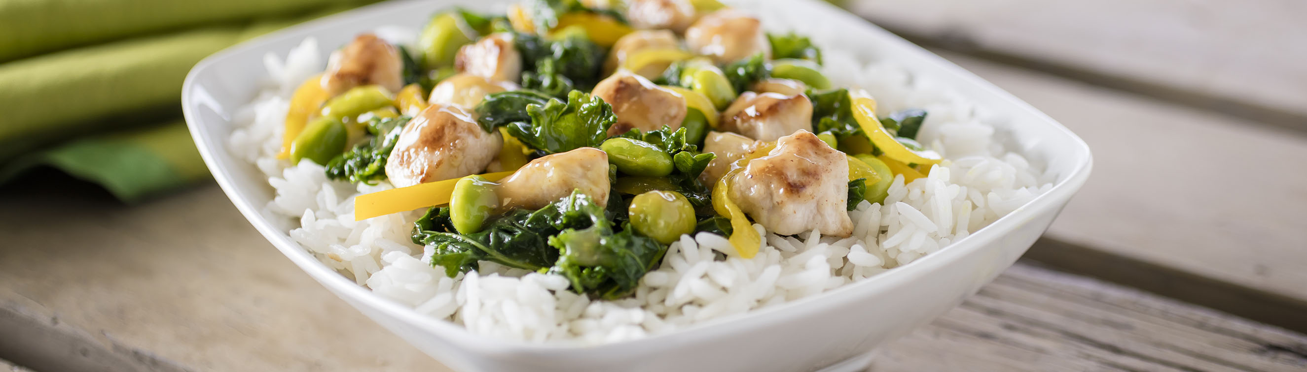 Caramelized Ginger Chicken with Kale and Rice - Love of Food