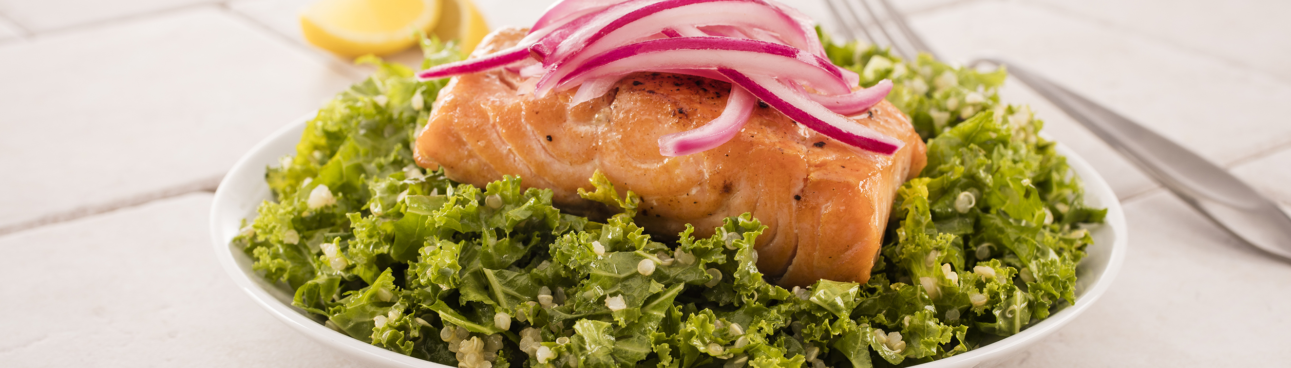 Seared Salmon with Kale and Quinoa Salad Love of Food