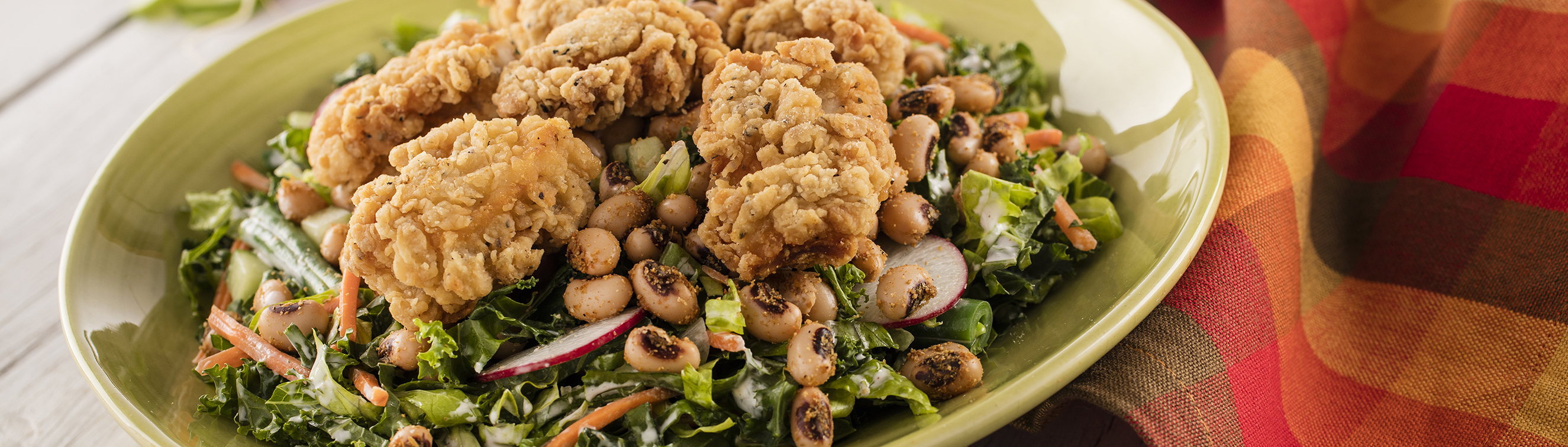 Southern Chopped Salad with Chicken Fritters and Black-eyed Peas - Love of Food