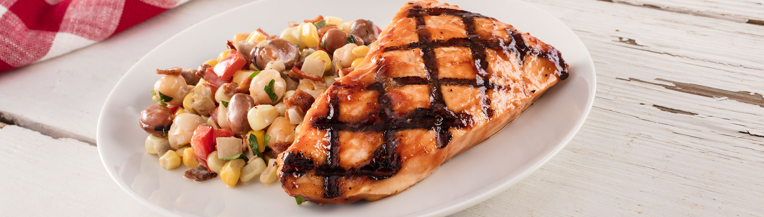 BBQ Glazed Salmon over Smoky Summer Succotash - Love of Food
