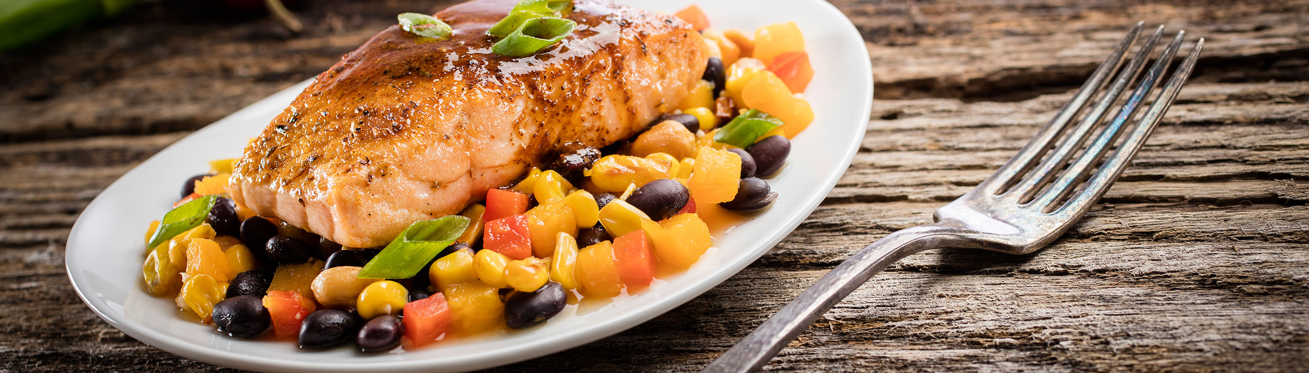 Seared Salmon and Black Bean Succotash - Love of Food