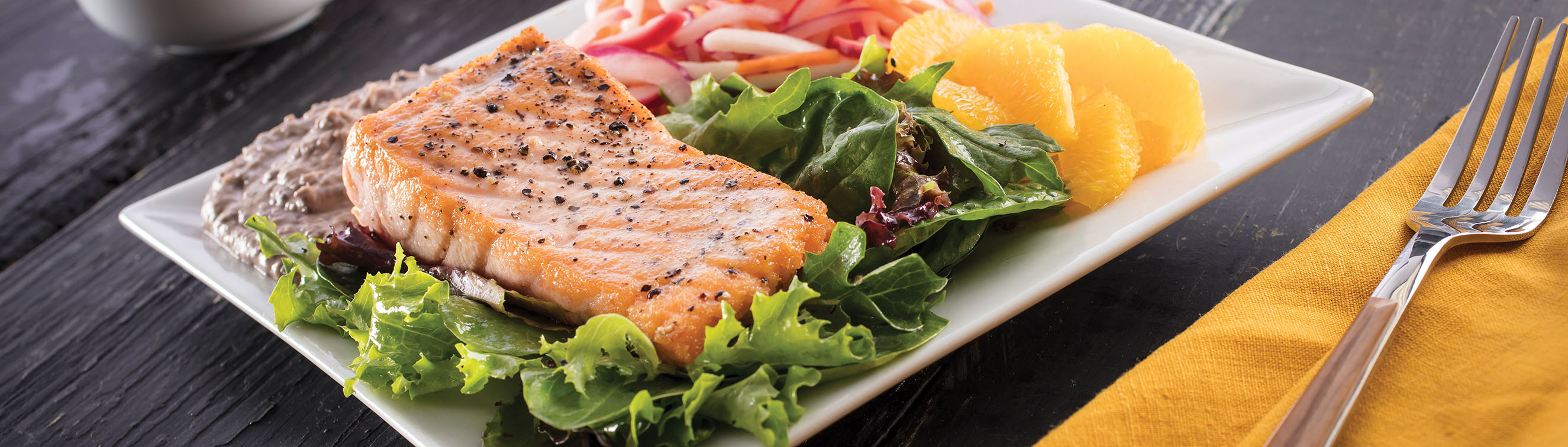 Pan Seared Salmon with Black Bean Hummus - Love of Food