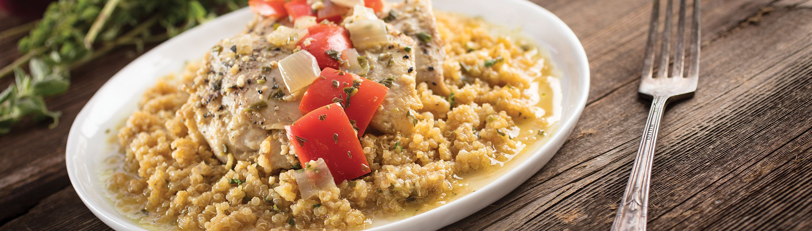 Garlic-Braised Chicken Thighs with Lemon Quinoa - Love of Food