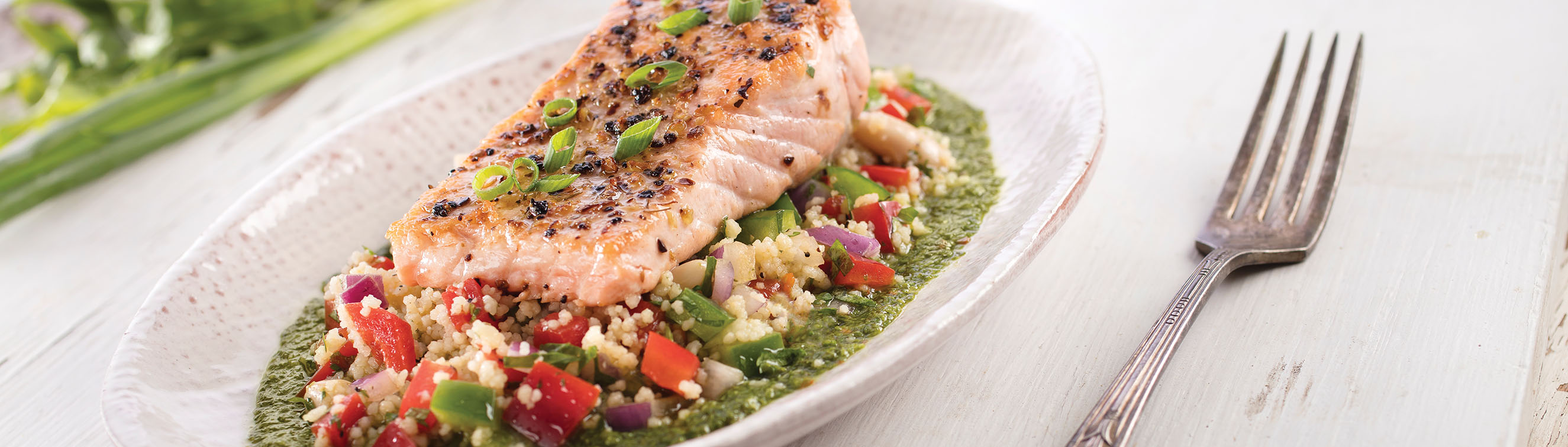 Baked Salmon Fillet with Couscous Salad - Love of Food