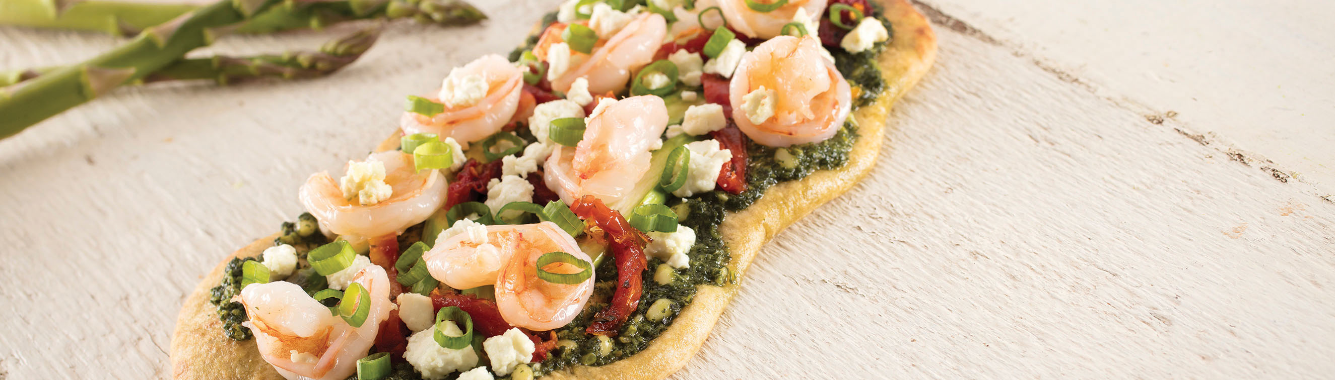 Shrimp and Asparagus Flatbread - Love of Food