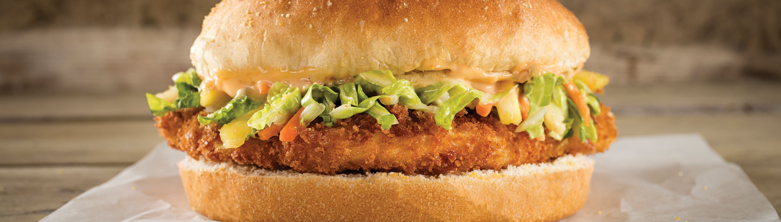 Crispy Chicken Sandwich with Spicy Pineapple Slaw - Love of Food